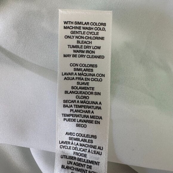 WHBM Flowy Blouse Size L White Green Tropical Palm V-Neck Vacation Beach - Picture 9 of 9